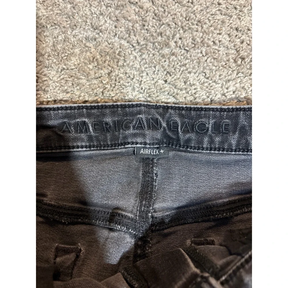 American Eagle Airflex+ Athletic Fit Jeans Mens 34x32 Faded Black Distressed